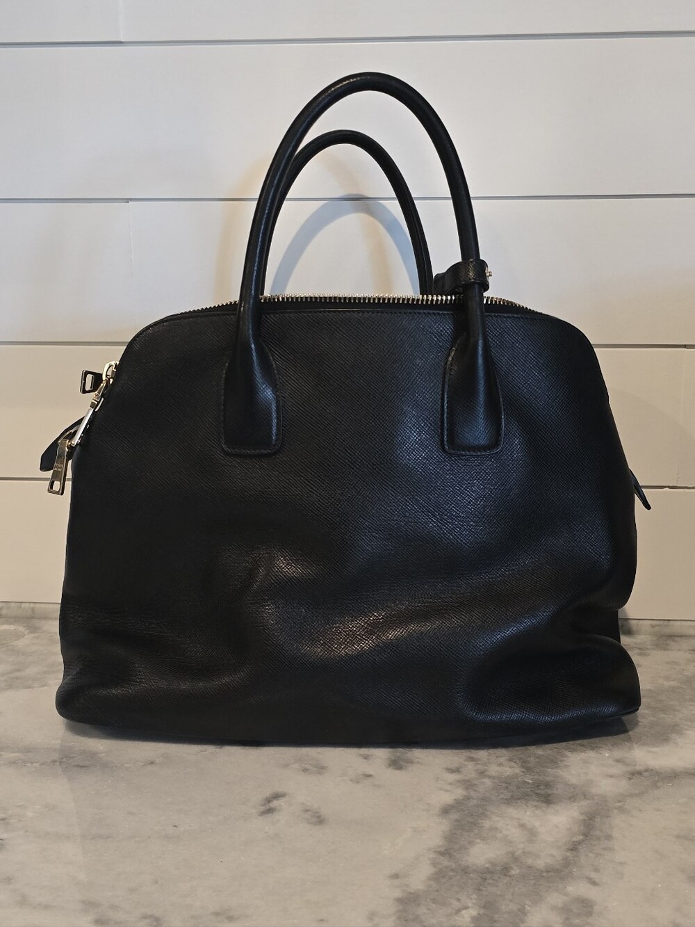 Prada Milano Black Saffiano Leather Dome Satchel with Dust Bag - Picture 2 of 15